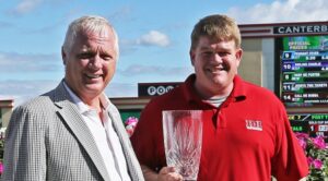 Track President Randy Sampson with trainer Mac Robertson