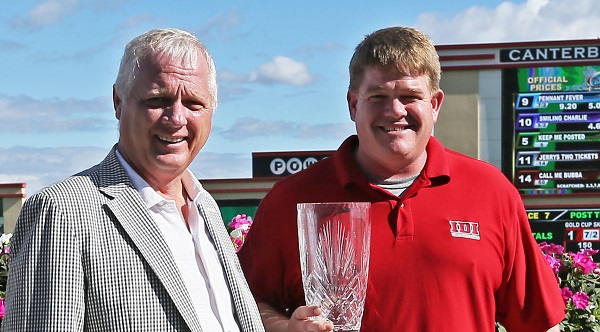 Track President Randy Sampson with trainer Mac Robertson