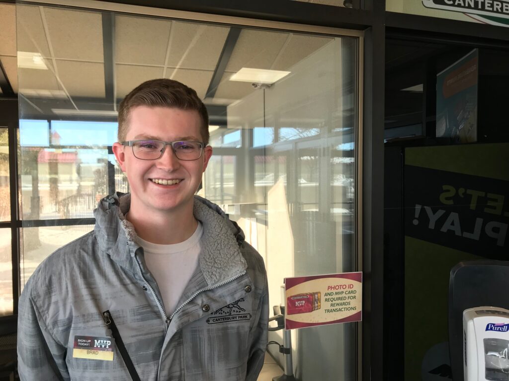 Brad Reiling, a lead valet at Canterbury Park, is working his way through college and hopes to be a financial analyst.