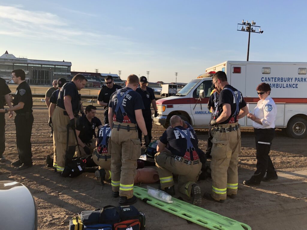 Emergency training at Canterbury Park.