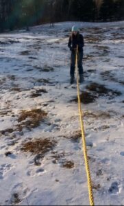 Ava practicing for the Feb. 23 Extreme Horse Skijoring event at Canterbury Park.