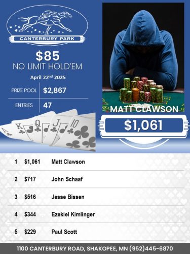 4-22-25 $85 NLH
